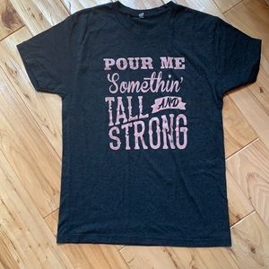 Dark gray graphic tshirt “pour me something”
